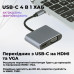 USB хаб для MacBook Adapter 4 в 1 Type-C to HDMA PD USB 3.0 VGA USB-C 4K переходник для ноутбука на TV PAVLYSH PH - 99