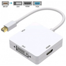Переходник 3 в 1 Mini DisplayPort to DVI HDMI VGA для MacBook адаптер Thunderbolt to DVI HDMI VGA HDMI White PAVLYSH P-2
