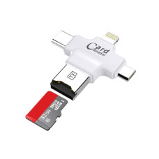 Адаптер iPhone  4 in 1 Type-c/Lightning/Micro USB/USB 2.0 and Memory Card Reader FAT32 exFAT