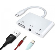 Переходник для iPhone на USB и наушники AUX адаптер для iPad на аудио 3.5mm и USB флешку кабель PAVLYSH (PA-37)