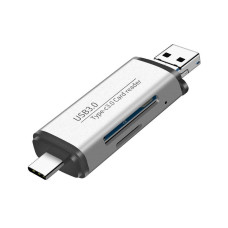 Переходник на USB Micro USB Card Reader для Type-C адаптер для USB-C на флешку и кардридер с разъемом микро юсб (Silver)