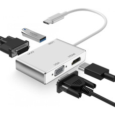 USB хаб на VGA DVI HDMI USB переходник для Type-C адаптер USB hub для USB-C на телевизор флешку проектор MacBook hub PAVLYSH (PH-19)