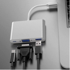 USB хаб на VGA и USB 3.1 переходник USB hub на MacBook для телевизора, монитора и проектора MacBook hub PAVLYSH (PH-31)