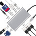 Usb Hub Type C на HDMI VGA AUX 3.5 mm SD/TF Card Reader USB Hub 3x3.0 Ethernet LAN RJ 45 USB C Charging переходник адаптер Foxconn (A10033)