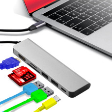 USB хаб на Type-C на HDMI 2 USB 3.0 SD TF Card Reader адаптер для MacBook Apple USB-C на HDMI 2 USB 3.0 MicroSD TF MacBook hub PAVLYSH (PH-02)