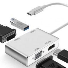 Usb Hub Type C на VGA DVI HDMI USB переходник HDMI адаптер Foxconn (A16905)