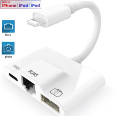 Переходник для iPhone на USB и RJ45 Ethetnet адаптер iPad/iPod/iPhone для подключения камеры и Интернет кабель Foxconn (A14645)