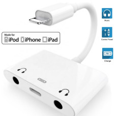 Переходник для iPhone на AUX 3.5 Audio адаптер 3.5 на два выхода для iPad/iPod/iPhone Foxconn (A14908)