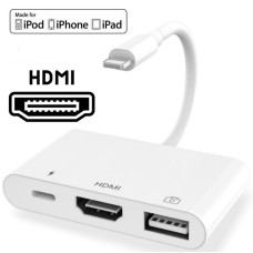 Переходник для iPhone на HDMI USB 3.0 адаптер для TV и флешку на iPad/iPod/iPhone Foxconn (A16901)