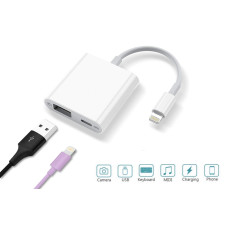 Переходник для iPhone на USB на флешку адаптер для iPad на флешку кабель для подключения камеры с разъемом зарядки PAVLYSH PA-47
