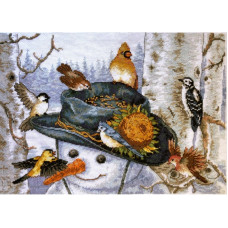 Набор для вышивания крестиком Снеговик и подсолнух (Sunflower Snowman) DIMENSIONS (35137)
