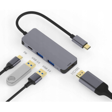 USB хаб Type C (USB-C ) HDMI- 2 USB 3.0 и портом Power Delivery переходник для ноутбука MacBook Pro Space Gray PAVLYSH 5