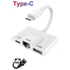 Переходник для RJ45 Ethetnet USB интернета на Type-C адаптер для подключения проводной сети Ethernet PAVLYSH PA-30