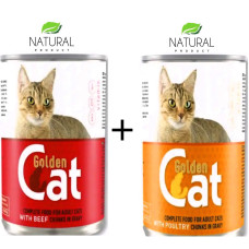Влажный корм для кошек 415г Яловичина и Птица Golden Cat упаковка 2 ШТ