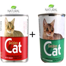 Влажный корм для кошек 415г Яловичина и Оленина Golden Cat упаковка 2 ШТ