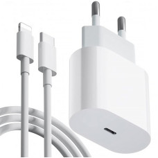 Комплект быстрой зарядки для Apple iPhone, Сетевое зарядное устройство 20W USB-C Power Adapter, Кабель зарядки Type-C to Lightning
