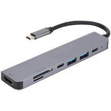 USB хаб переходник для ноутбука USB C to HDMI PD 2xUSB 3.0 Type C SD/TF card reader 7в1 Pavlysh UH71