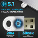 Bluetooth адаптер 5.1 + EDR LED блютуз адаптер для комп'ютера ноутбука клавиатуры мыши принтеров динамиков наушников Windows 11/10/8.1/8/7 Pavlysh BB-93