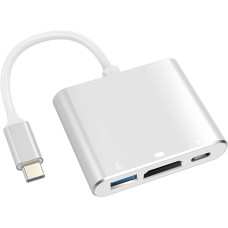 Переходник для MacBook Type-C to HDMI 3в1, адаптер USB 3.0 для Apple Samsung Asus HP 4K cерый