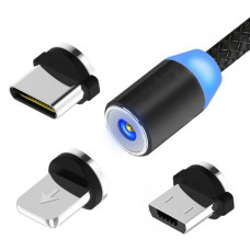 Магнитная зарядка для Android, Iphone, магнитный кабель 360 Type C Magnetic USB Cable 3 в 1